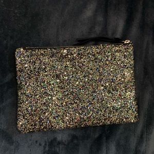 Gold glitter makeup pouch